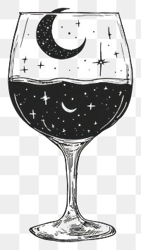 PNG Celestial wine illustration glass white.