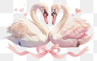 PNG Coquette christmas swans illustration ribbon heart.