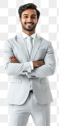 PNG Smiling indian business man suit background crossed.