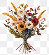 PNG Embroidery flower bouquet flowers art illustration.