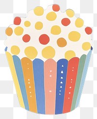 PNG Papercut cute popcorn cupcake illustration colorful.