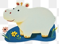 PNG Papercut cute hippo playful animal illustration.