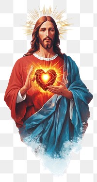 PNG Sacred Heart of Jesus religious christian painting.