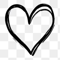 PNG Cute doodle heart minimalist simple black.