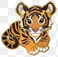 PNG Cute tiger Enamel Pin animal art illustration.