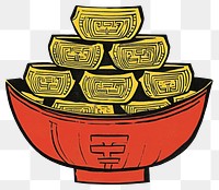 PNG Three chinese gold ingot traditional ingots illustration.