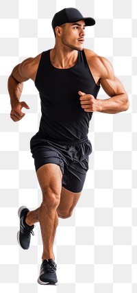 PNG Real male fullbody running man determination.