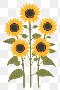 PNG Bunch of sunflower flowers illustration art.