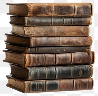 PNG Stack of old leather-bound books library publication historical.