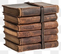 PNG Stack of old leather-bound books vintage publication literature.