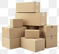 PNG Cardboard boxes stack materials packaging.