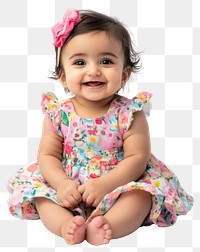 PNG A cute baby girl happy smile sitting.