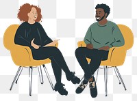 PNG Two people sitting on chairs conversation illustration person.