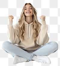 PNG Young woman blonde hoodie hair.