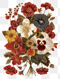 PNG Flower Collage Playing card pattern flower illustration.