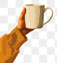 PNG Coffee mug illustration holding hand.