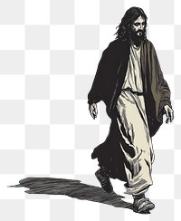 PNG Jesus walking in the street illustration minimalist drawing.