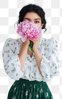 PNG Mexican woman in a white blouse and green skirt photography pattern flower.