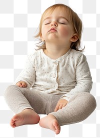 PNG Sleepy caucasian girl toddler sitting photo photography.