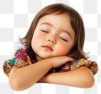 PNG Sleepy east asian girl toddler photo child face.