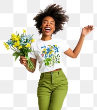 PNG Woman background bouquet joyful.