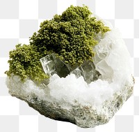 PNG Rock Salt Cluster with Moss crystal formation mineral.