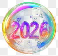 PNG Number 2026 bubble numbers illustration futuristic.