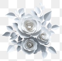 PNG Paper-cut white flower bouquet flowers roses arrangement.