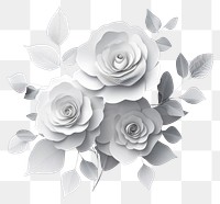 PNG Paper-cut white flower bouquet roses art decorative.