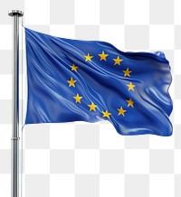 PNG Waving EU flag on a flagpole waving international european.