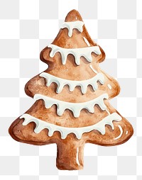 PNG Gingerbread christmas tree cookie with icing illustration dessert sweets.