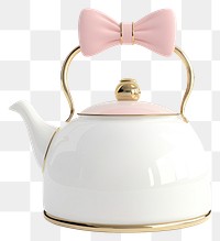 PNG 3d coquette tea kettle teapot white gold.