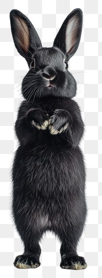 PNG Black rabbit standing up adorable animal cute.