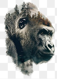 PNG Gorilla with trees wildlife exposure double.