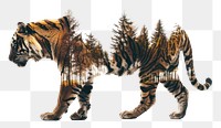 PNG Tiger with trees wildlife exposure animal.