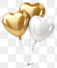 PNG Golden and white balloons heart heart-shaped celebration.