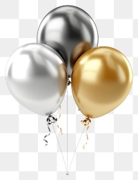 PNG Golden and silver balloons accessories arrangement celebration.