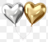 PNG Golden and silver heart balloons heart-shaped accessories celebration.