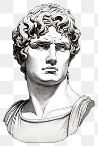 PNG Antique Greek statue portrait illustration head.