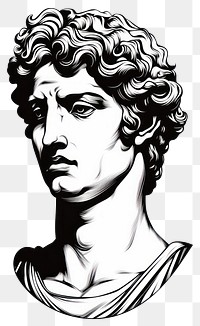 PNG Antique Greek statue portrait illustration drawing.