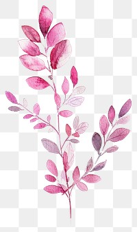 PNG Tiny pink leaves leaf watercolor art.