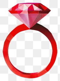 PNG Paper diamond ring retro paper collage jewelry design red.