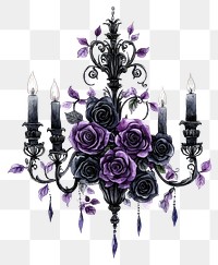 PNG Illustration of a chandelier gothic purple roses.