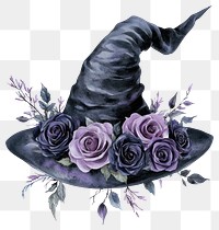 PNG Witch hat roses art illustration.