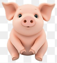 PNG Baby cute pink pig illustration cartoon animal.