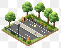 PNG Bike lane isometric outdoors bicycles.