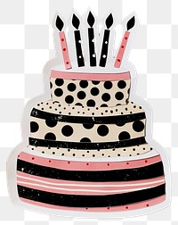 PNG Birthday cake paper collage design black white.