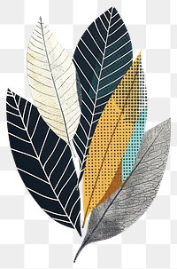 PNG Leaf retro paper collage leaves pattern art.