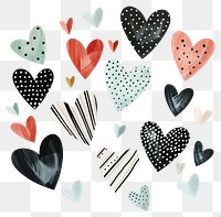 PNG Hearts floating retro paper design dots illustration.