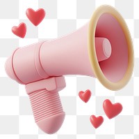 PNG Chubby 3d pink megaphone hearts communication announcement.